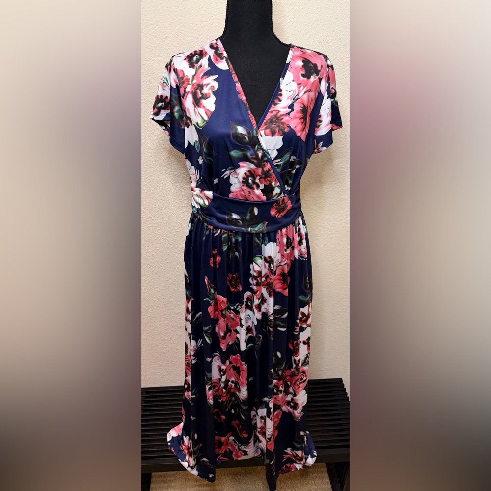 Floral Navy Wrap Dress